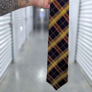 Dark Academia Vintage Isaac Zelcer Blue Orange Yellow Burst Tie Preppy Necktie
